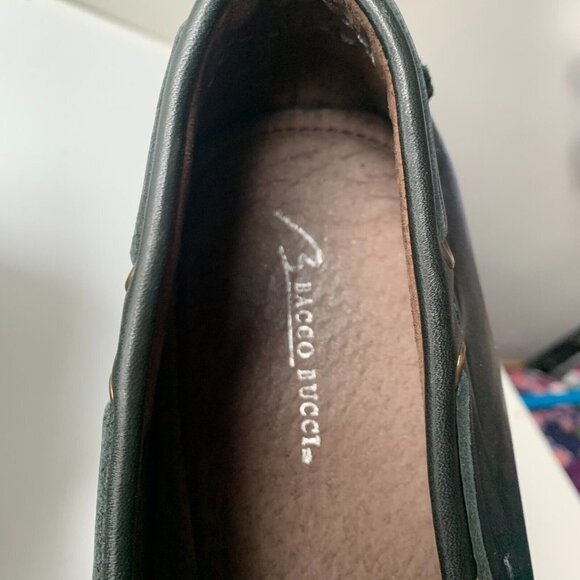 Made‎ ITALY BACCO BUCCI Muse Black Leather Bow Loafers Driver Shoes Men's Sz 11 - Picture 2 of 12